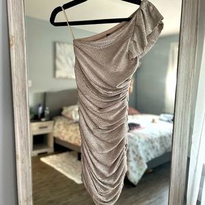 Express gold shimmer dress